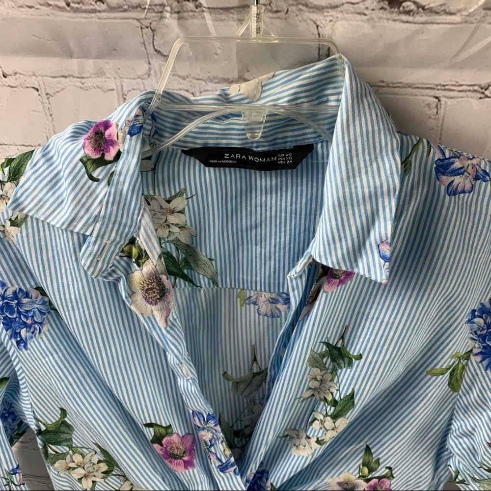 Zara Flower Print Knot Shirt Dress View 4